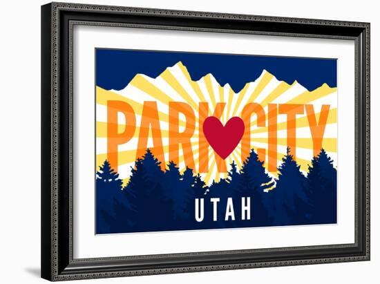 Park City, Utah - Heart and Treeline (Horizontal) - Lantern Press Artwork-Lantern Press-Framed Art Print