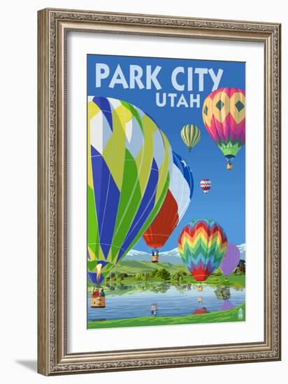 Park City, Utah - Hot Air Balloons-Lantern Press-Framed Art Print