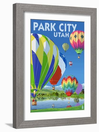 Park City, Utah - Hot Air Balloons-Lantern Press-Framed Art Print