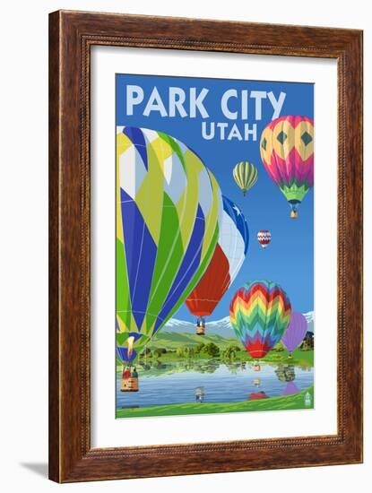 Park City, Utah - Hot Air Balloons-Lantern Press-Framed Art Print