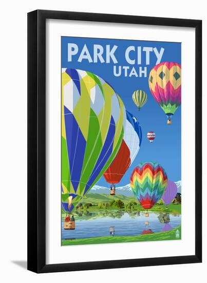 Park City, Utah - Hot Air Balloons-Lantern Press-Framed Art Print