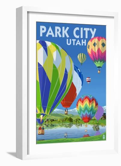 Park City, Utah - Hot Air Balloons-Lantern Press-Framed Art Print