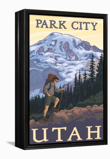 Park City, Utah - Mountain Hiker-Lantern Press-Framed Stretched Canvas