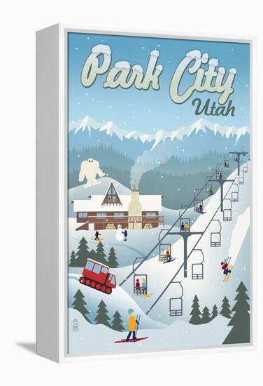 Park City, Utah - Retro Ski Resort-Lantern Press-Framed Stretched Canvas