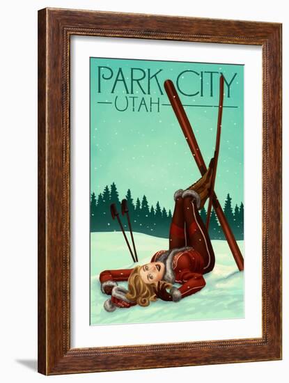 Park City, Utah - Ski Pinup-Lantern Press-Framed Art Print