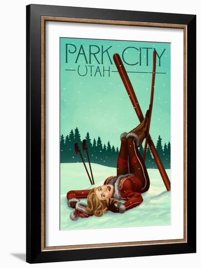 Park City, Utah - Ski Pinup-Lantern Press-Framed Art Print