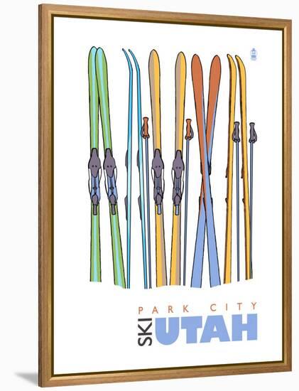 Park City, Utah, Skis in the Snow-Lantern Press-Framed Stretched Canvas