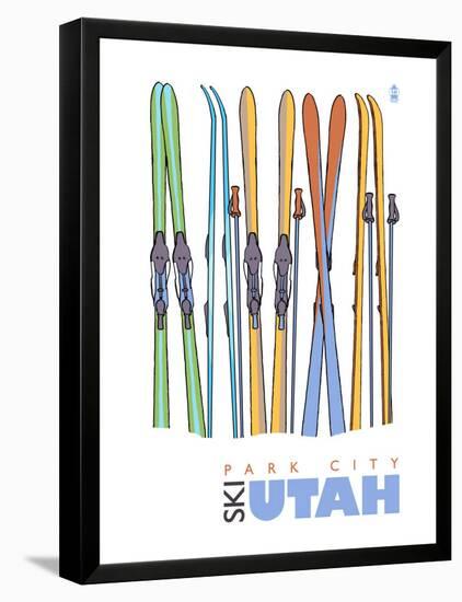 Park City, Utah, Skis in the Snow-Lantern Press-Framed Stretched Canvas