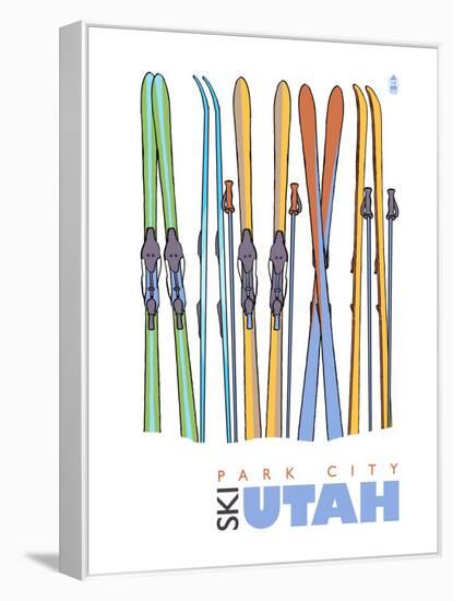 Park City, Utah, Skis in the Snow-Lantern Press-Framed Stretched Canvas