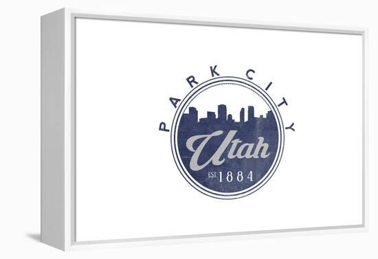 Park City, Utah - Skyline Seal (Blue)-Lantern Press-Framed Stretched Canvas