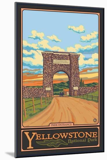 Park Entrance Arch, Yellowstone National Park, Wyoming-Lantern Press-Mounted Art Print