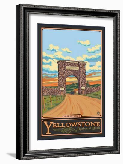 Park Entrance Arch, Yellowstone National Park, Wyoming-Lantern Press-Framed Art Print