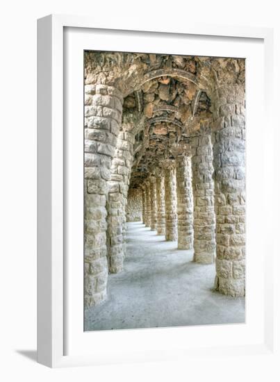 Park Guell Colonnaded Footpath, Barcelona, Spain-Rob Tilley-Framed Photographic Print