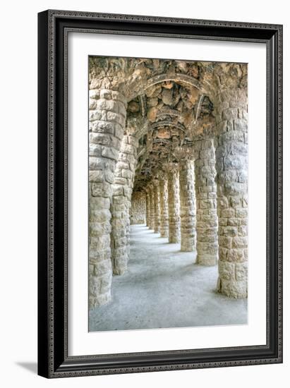 Park Guell Colonnaded Footpath, Barcelona, Spain-Rob Tilley-Framed Photographic Print