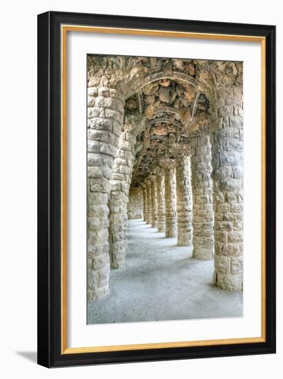 Park Guell Colonnaded Footpath, Barcelona, Spain-Rob Tilley-Framed Photographic Print