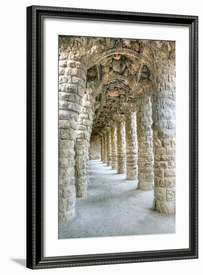 Park Guell Colonnaded Footpath, Barcelona, Spain-Rob Tilley-Framed Photographic Print