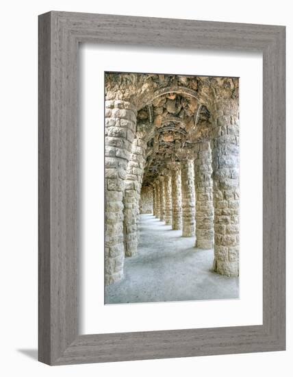 Park Guell Colonnaded Footpath, Barcelona, Spain-Rob Tilley-Framed Photographic Print