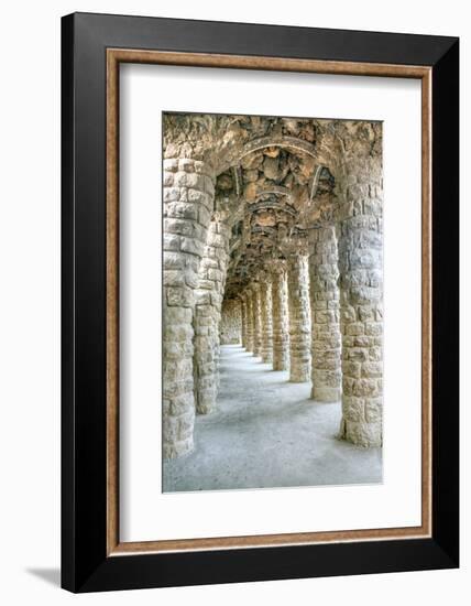 Park Guell Colonnaded Footpath, Barcelona, Spain-Rob Tilley-Framed Photographic Print