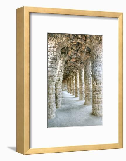 Park Guell Colonnaded Footpath, Barcelona, Spain-Rob Tilley-Framed Photographic Print