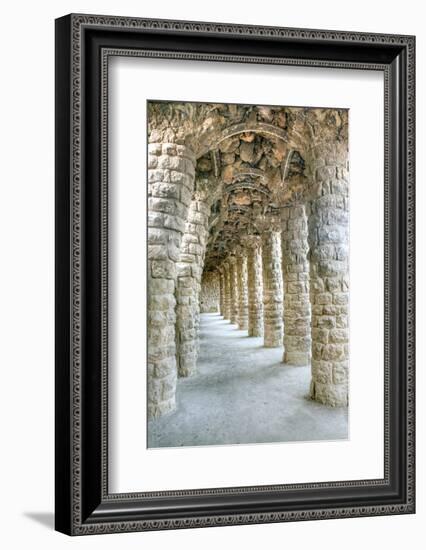 Park Guell Colonnaded Footpath, Barcelona, Spain-Rob Tilley-Framed Photographic Print