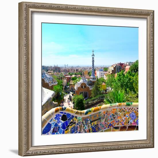 Park-Guell in Barcelona, Spain.-Vladitto-Framed Photographic Print