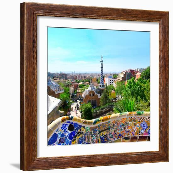 Park-Guell in Barcelona, Spain.-Vladitto-Framed Photographic Print