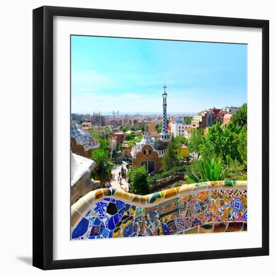 Park-Guell in Barcelona, Spain.-Vladitto-Framed Photographic Print