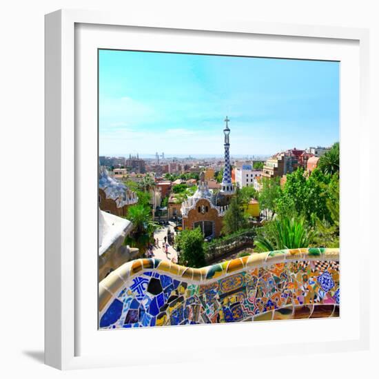 Park-Guell in Barcelona, Spain.-Vladitto-Framed Photographic Print