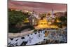 Park Guell with City Skyline Behind at Dusk, Barcelona, Catalonia, Spain-Stefano Politi Markovina-Mounted Photographic Print