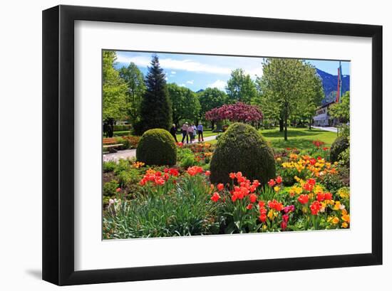 Park in Rottach-Egern on Lake Tegernsee, Upper Bavaria, Bavaria, Germany-null-Framed Art Print