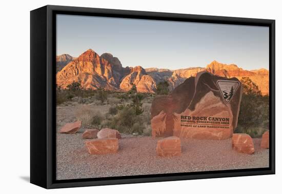 Park Sign Red Rock Canyon Outside Las Vegas, Nevada, USA-Michael DeFreitas-Framed Premier Image Canvas