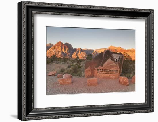 Park Sign Red Rock Canyon Outside Las Vegas, Nevada, USA-Michael DeFreitas-Framed Photographic Print