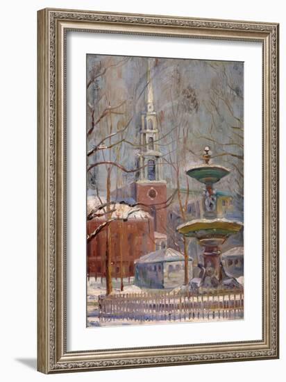 Park Street at Boston Commons, C.1910-20 (Oil on Board)-Arthur Clifton Goodwin-Framed Giclee Print