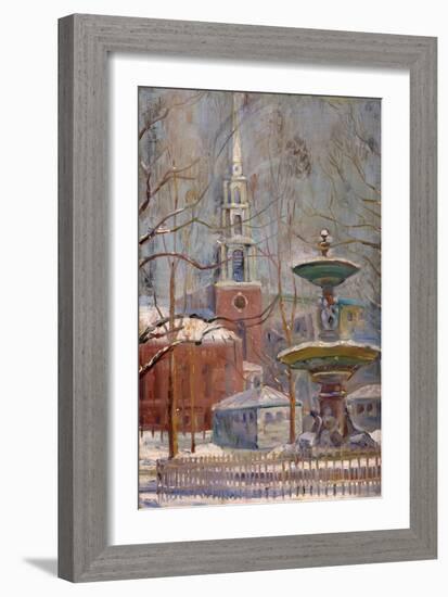 Park Street at Boston Commons, C.1910-20 (Oil on Board)-Arthur Clifton Goodwin-Framed Giclee Print