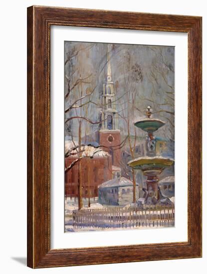 Park Street at Boston Commons, C.1910-20 (Oil on Board)-Arthur Clifton Goodwin-Framed Giclee Print