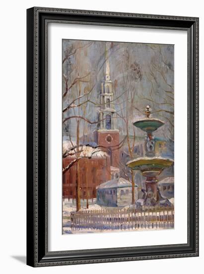 Park Street at Boston Commons, C.1910-20 (Oil on Board)-Arthur Clifton Goodwin-Framed Giclee Print