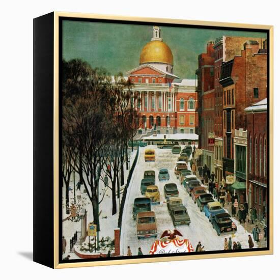 "Park Street, Boston," January 7, 1961-John Falter-Framed Premier Image Canvas