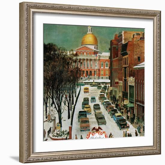 "Park Street, Boston," January 7, 1961-John Falter-Framed Giclee Print