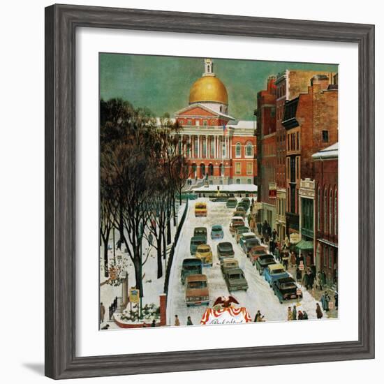 "Park Street, Boston," January 7, 1961-John Falter-Framed Giclee Print