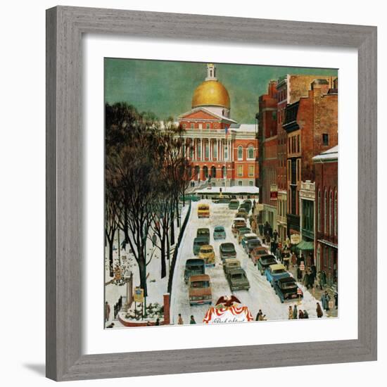 "Park Street, Boston," January 7, 1961-John Falter-Framed Giclee Print