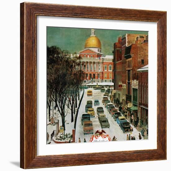 "Park Street, Boston," January 7, 1961-John Falter-Framed Giclee Print