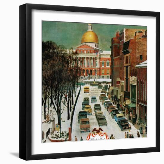 "Park Street, Boston," January 7, 1961-John Falter-Framed Giclee Print