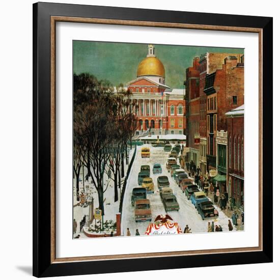 "Park Street, Boston," January 7, 1961-John Falter-Framed Giclee Print