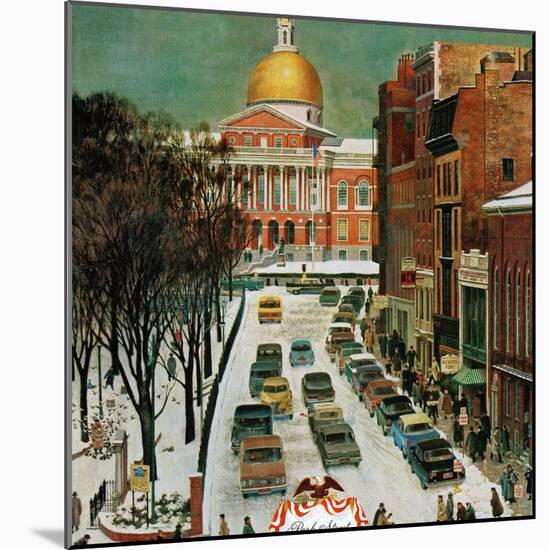 "Park Street, Boston," January 7, 1961-John Falter-Mounted Giclee Print