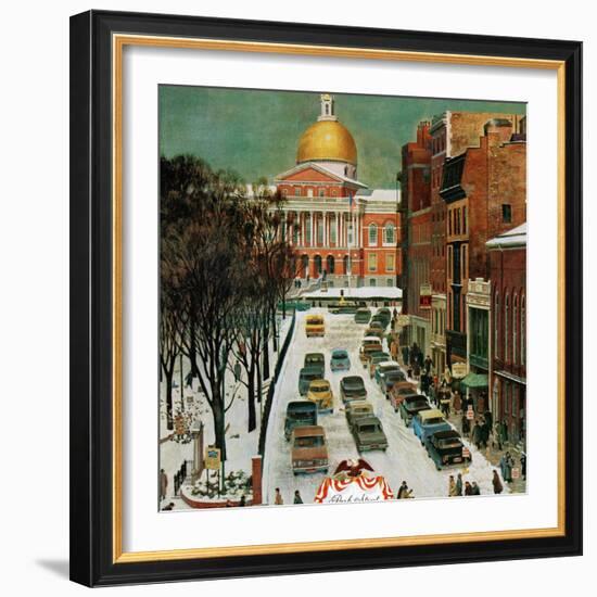 "Park Street, Boston," January 7, 1961-John Falter-Framed Giclee Print