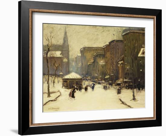 Park Street Church in Snow, 1913-Arthur Clifton Goodwin-Framed Giclee Print