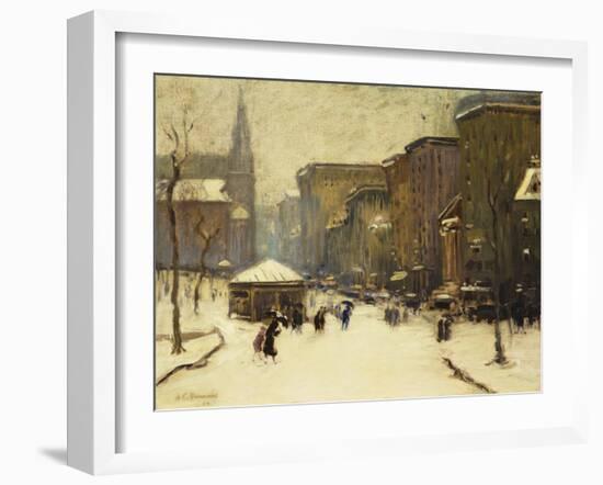 Park Street Church in Snow, 1913-Arthur Clifton Goodwin-Framed Giclee Print