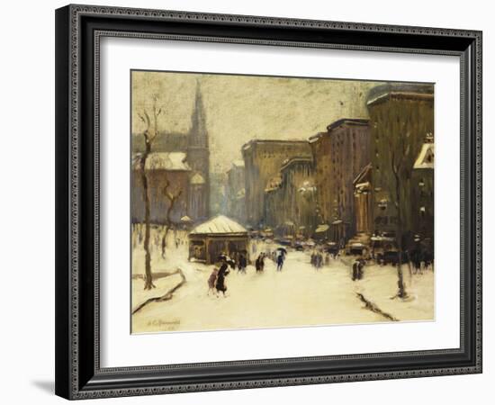 Park Street Church in Snow, 1913-Arthur Clifton Goodwin-Framed Giclee Print