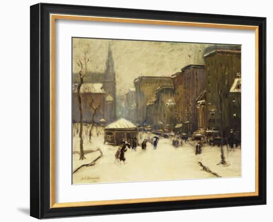 Park Street Church in Snow, 1913-Arthur Clifton Goodwin-Framed Giclee Print