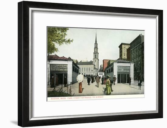 Park Street Subway Entrance, Boston, Massachusetts-null-Framed Art Print